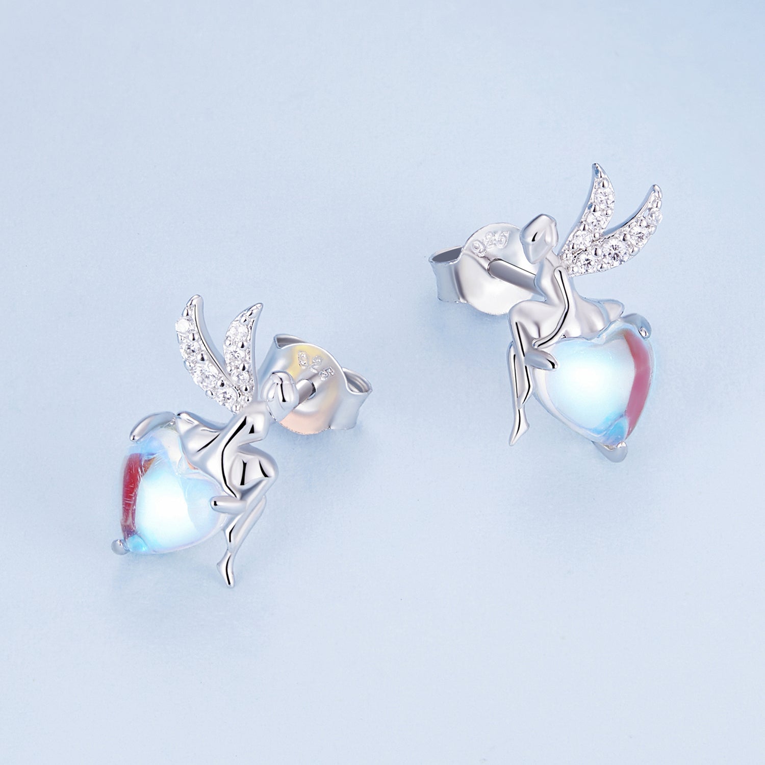 Silver Earrings Fairy Moonstone CZ Stud Earrings For Sale - sursenso Earring