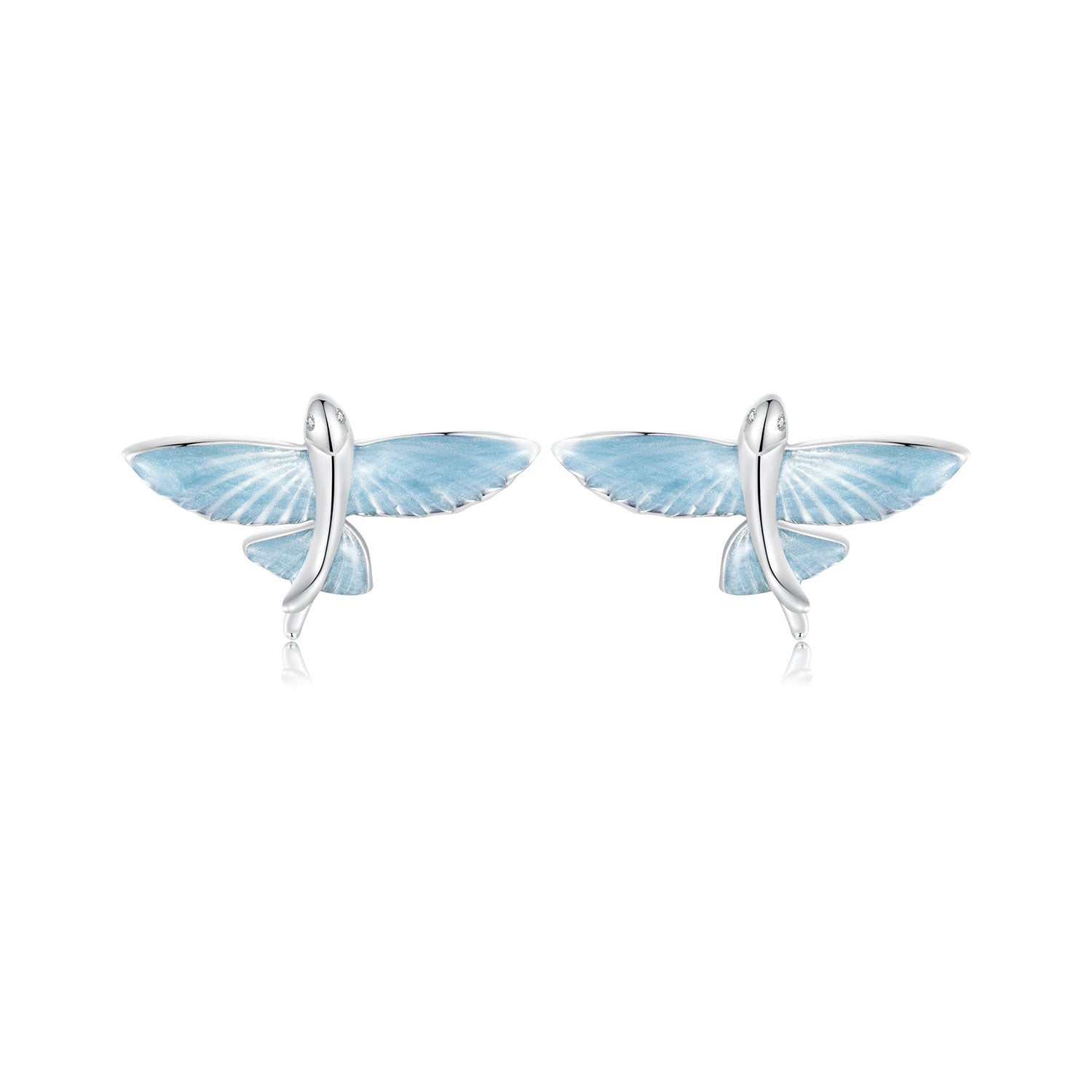 Silver Earrings Flying Fish CZ Stud Earrings For Sale - sursenso Earring