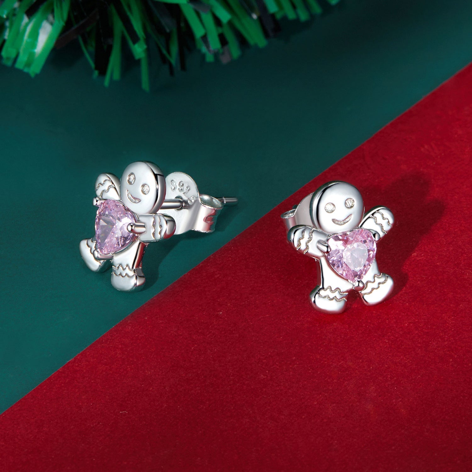 Silver Earrings Gingerbread Man CZ Stud Earrings For Sale - sursenso Earring