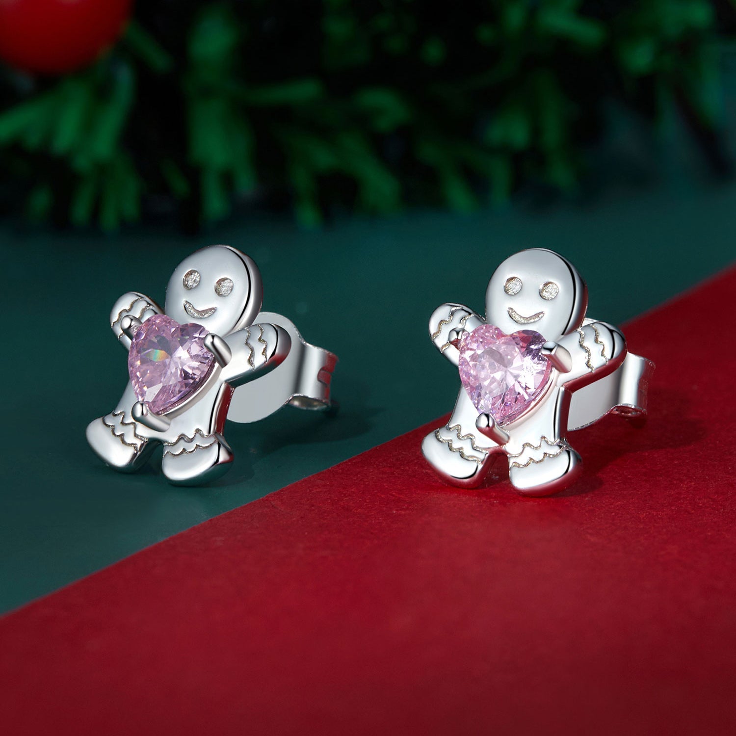 Silver Earrings Gingerbread Man CZ Stud Earrings For Sale - sursenso Earring