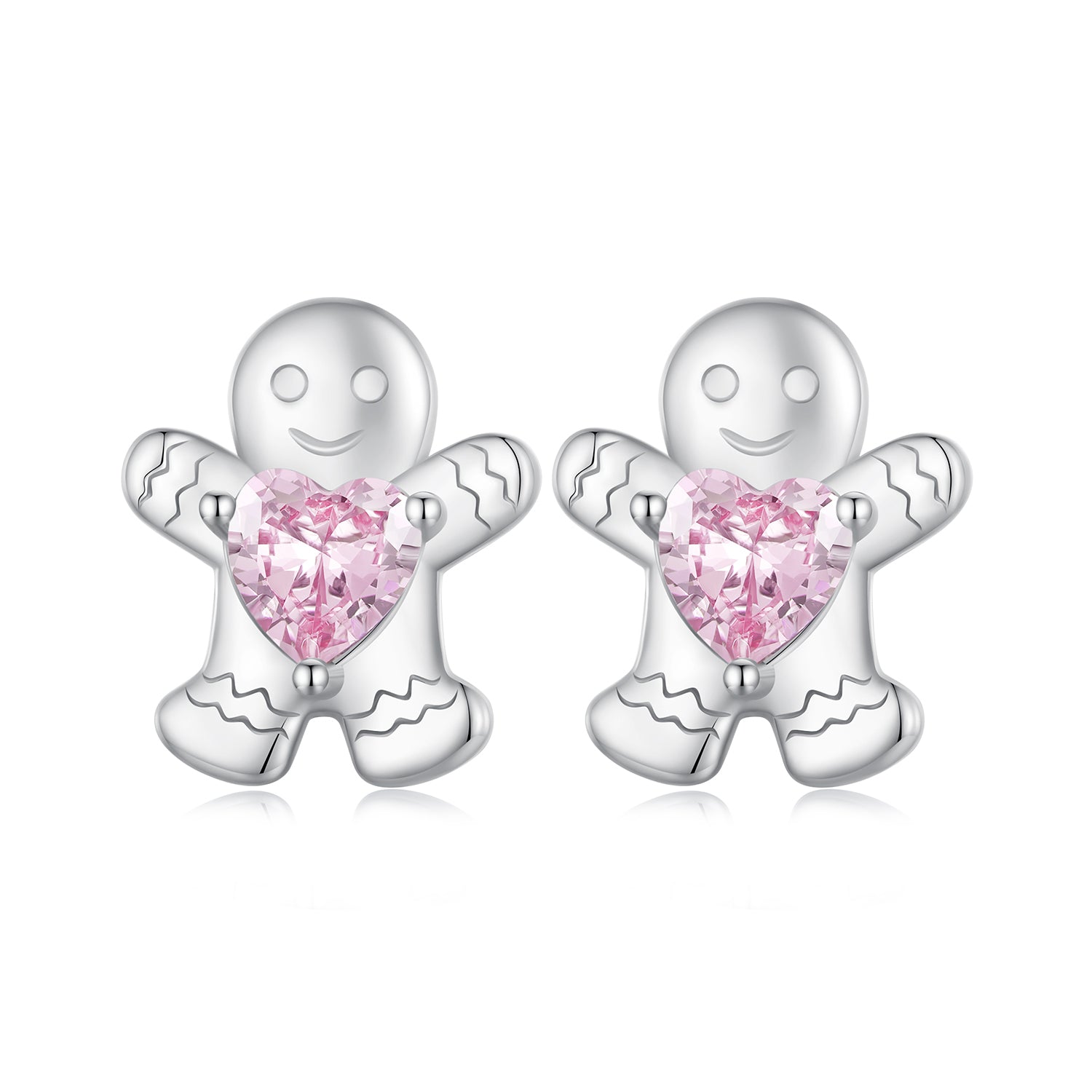 Silver Earrings Gingerbread Man CZ Stud Earrings For Sale - sursenso Earring