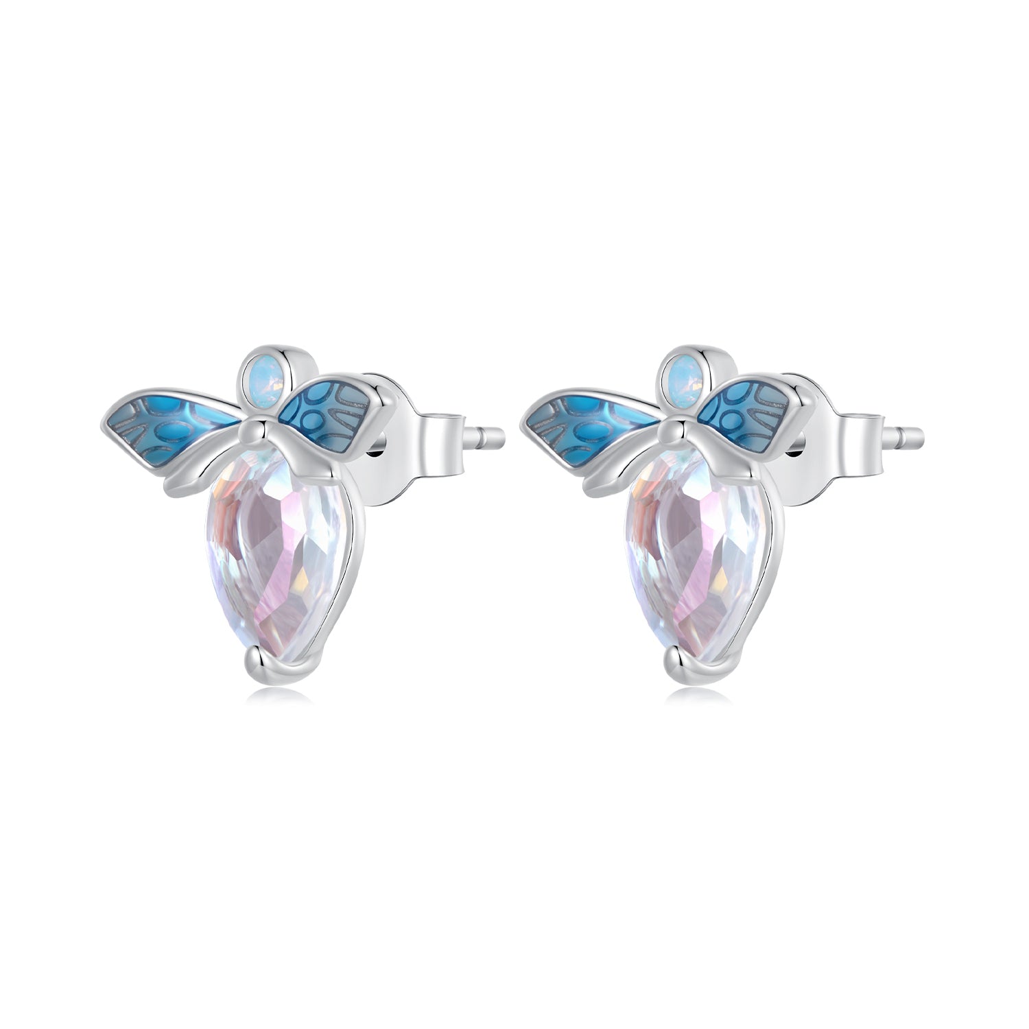 Silver Earrings Glass Bee CZ Stud Earrings For Sale - sursenso Earring