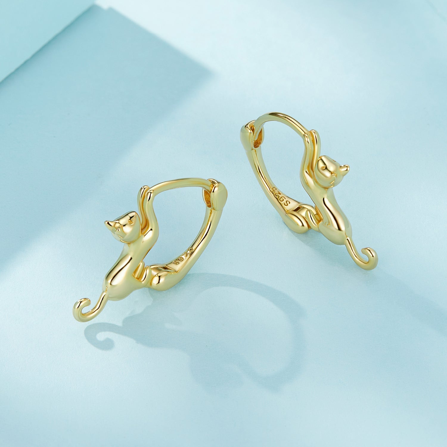 Silver Earrings Golden Stretch Kitten Hoop Earrings For Sale - sursenso Earring