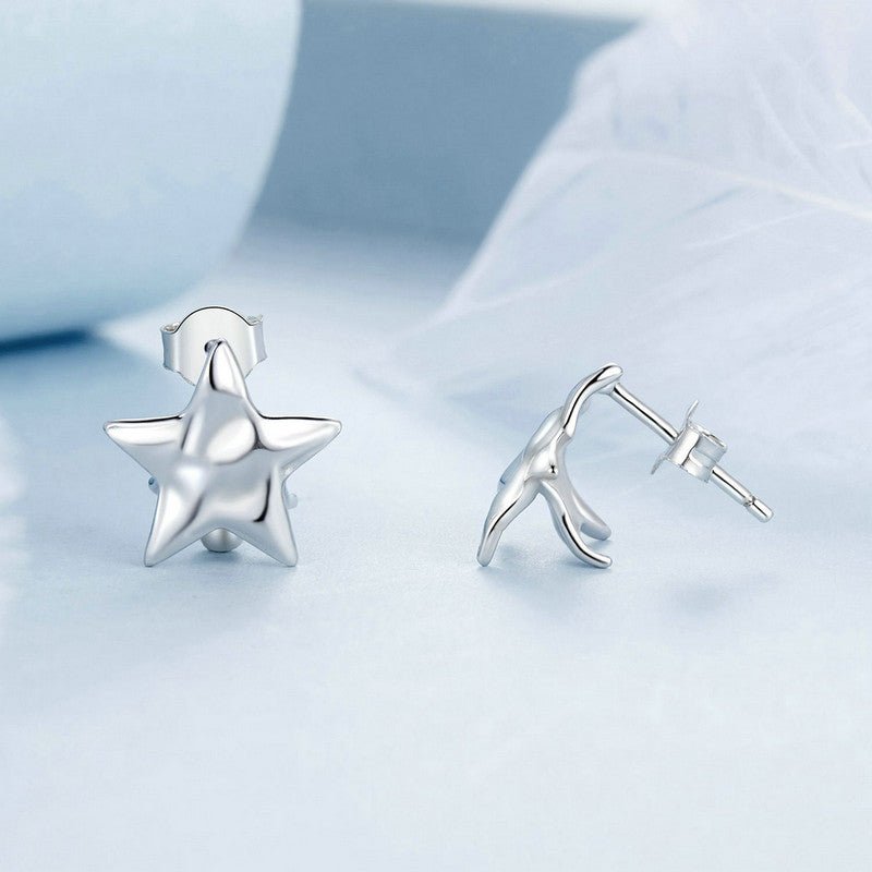 Silver Earrings Grated Star Stud Earrings For Sale - sursenso Earring