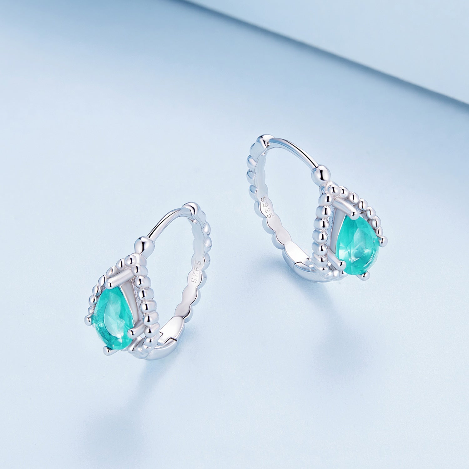 Silver Earrings Green Dew CZ Hoop Earrings For Sale - sursenso Earring