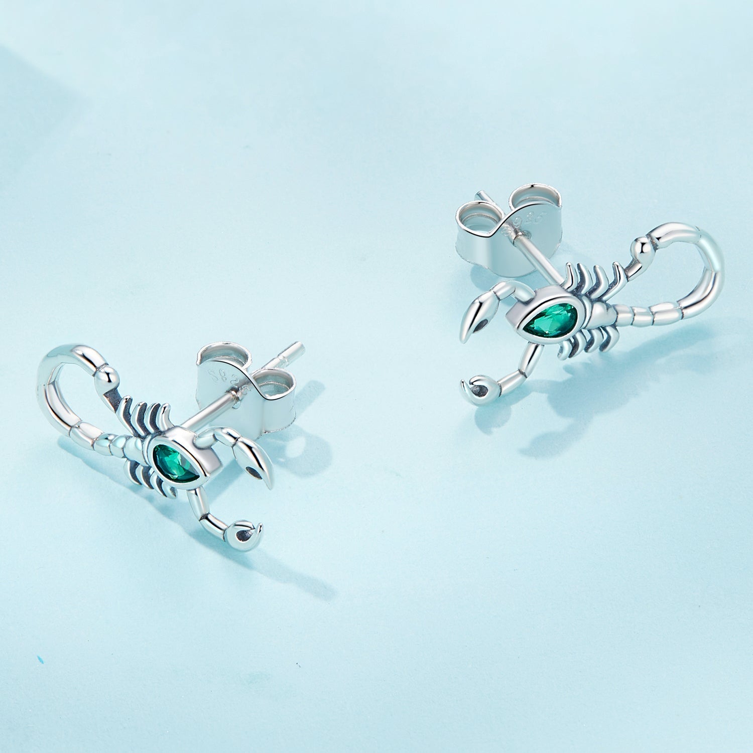 Silver Earrings Green Scorpion CZ Stud Earrings For Sale - sursenso Earring