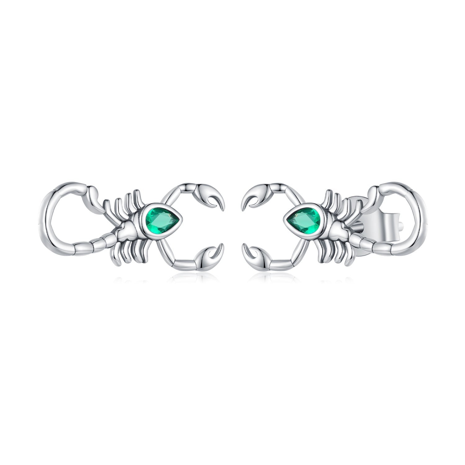 Silver Earrings Green Scorpion CZ Stud Earrings For Sale - sursenso Earring