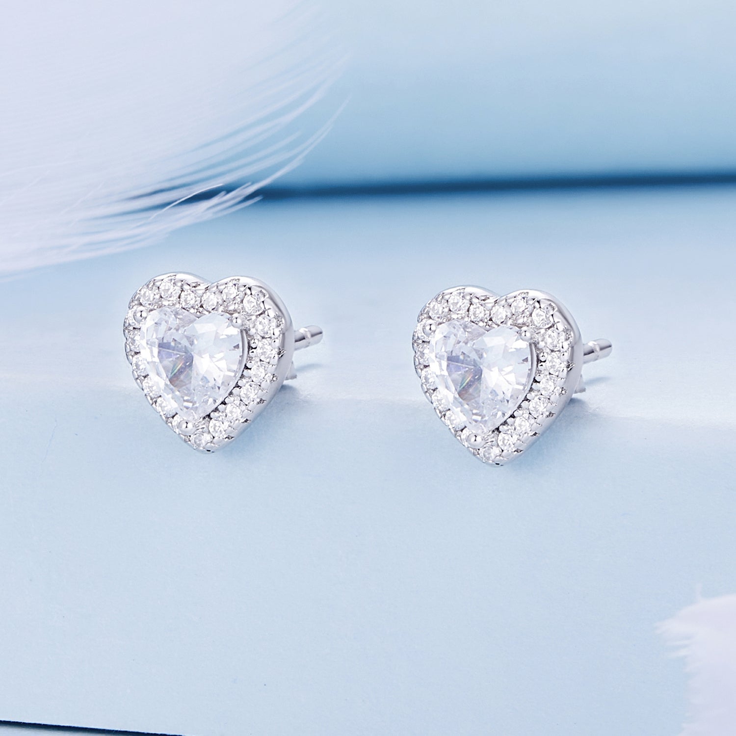 Silver Earrings Heart Affordable Luxury CZ Stud Earrings For Sale - sursenso Earring
