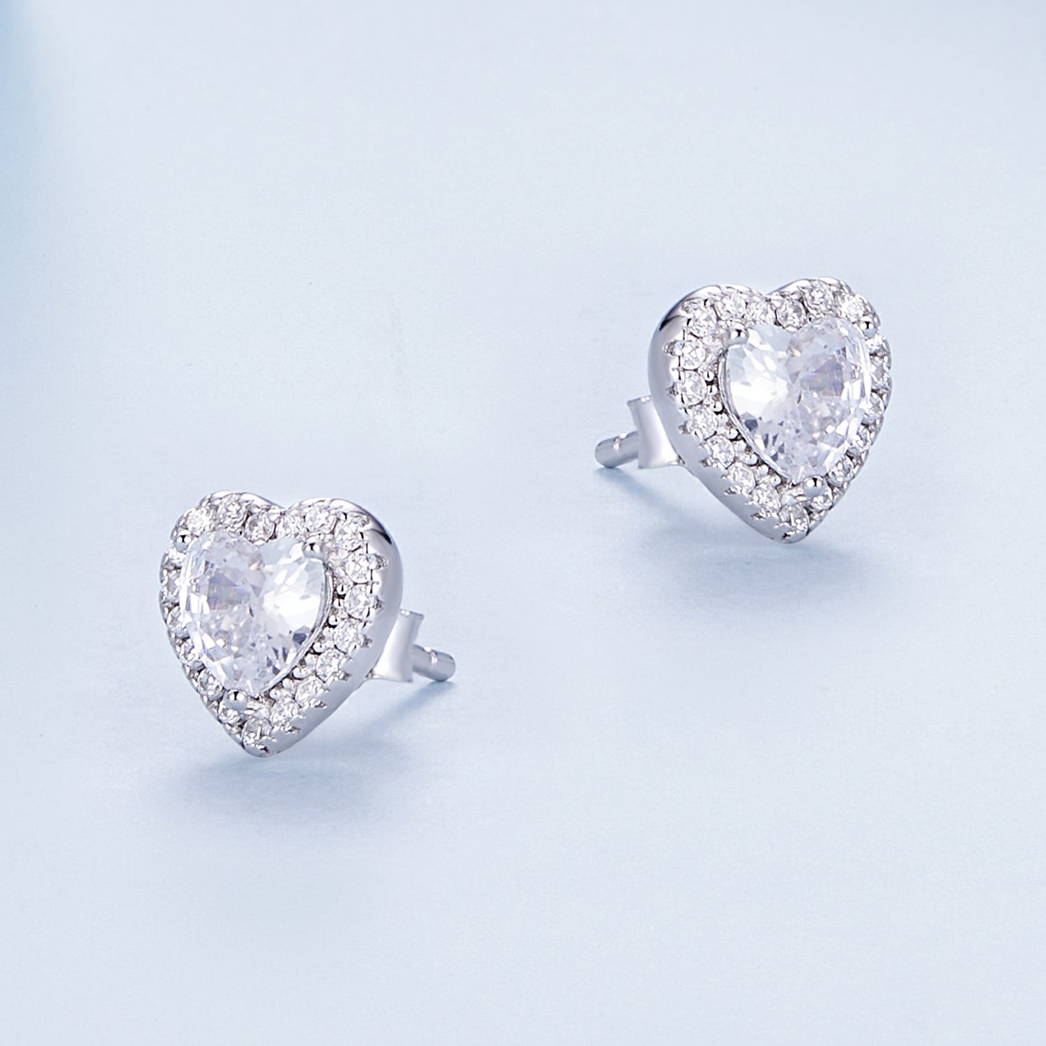 Silver Earrings Heart Affordable Luxury CZ Stud Earrings For Sale - sursenso Earring