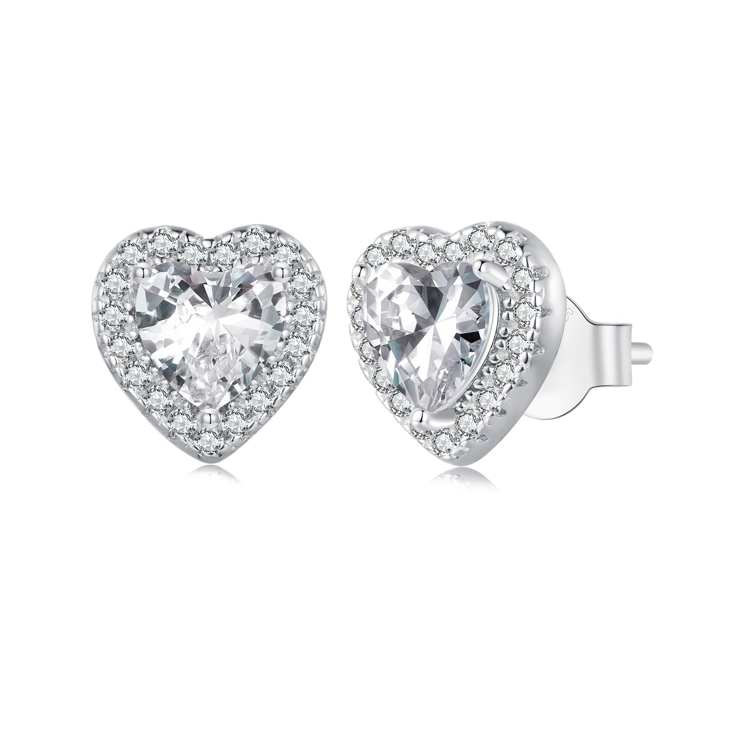 Silver Earrings Heart Affordable Luxury CZ Stud Earrings For Sale - sursenso Earring