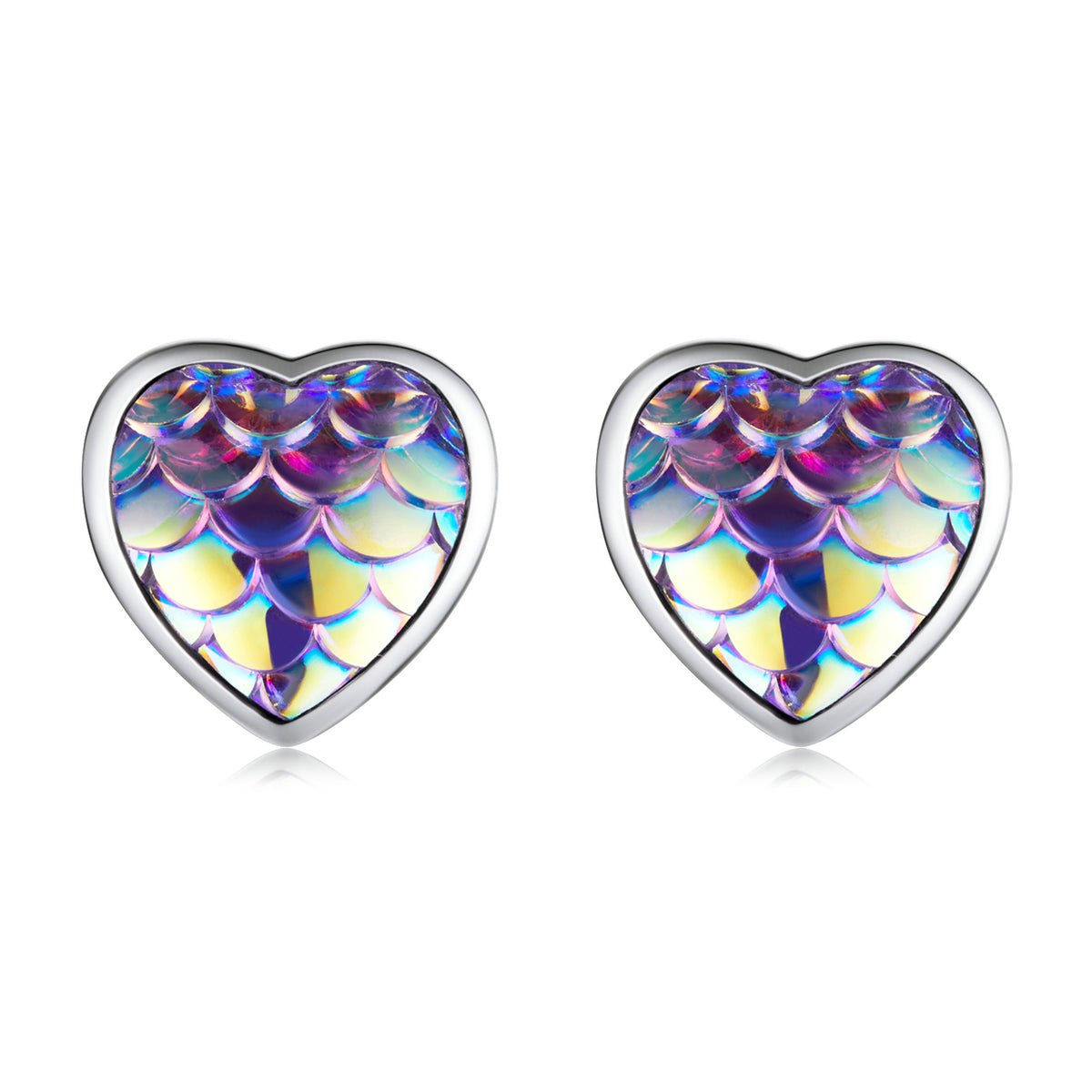 Silver Earrings Heart Fish Scale Stud Earrings For Sale - sursenso Earring