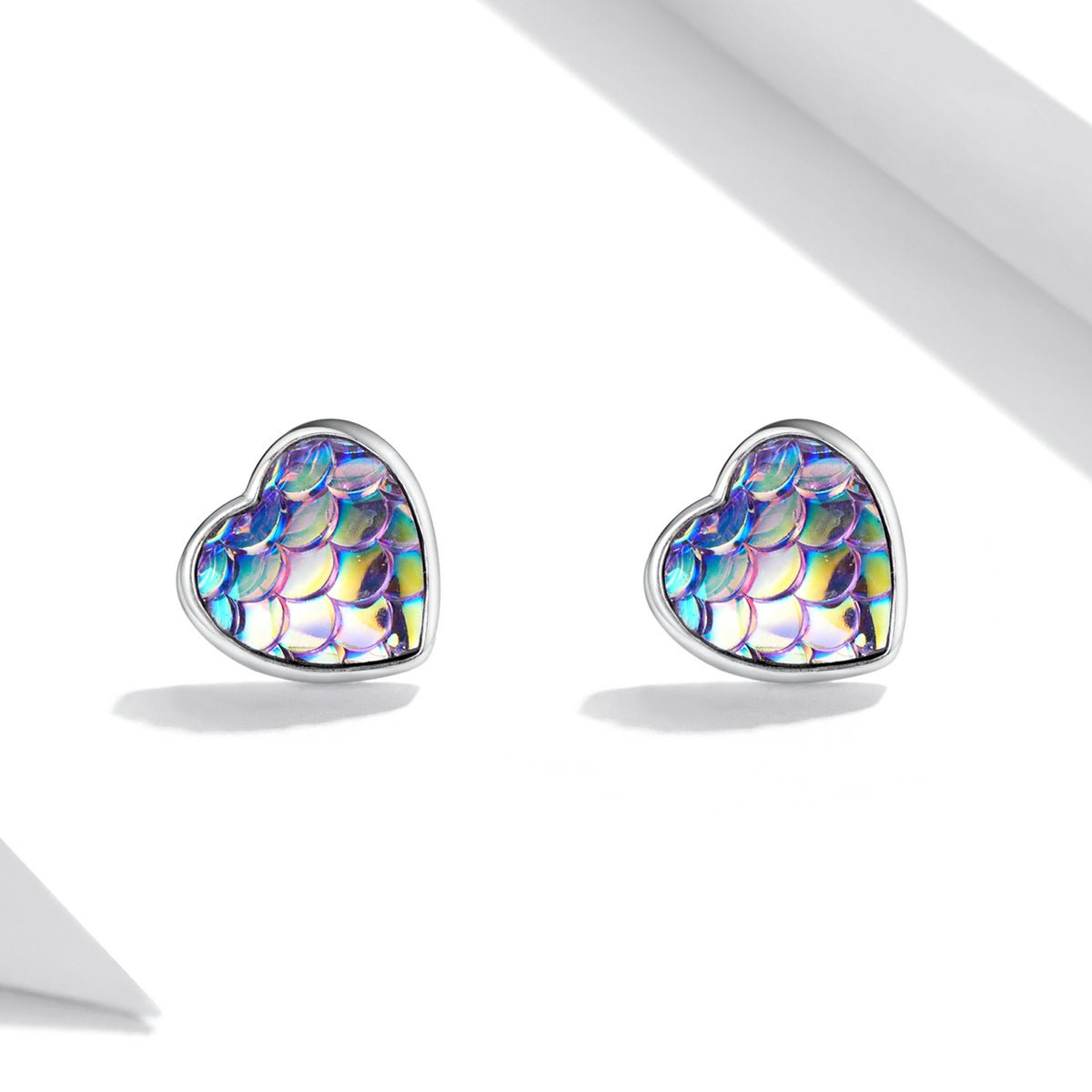 Silver Earrings Heart Fish Scale Stud Earrings For Sale - sursenso Earring