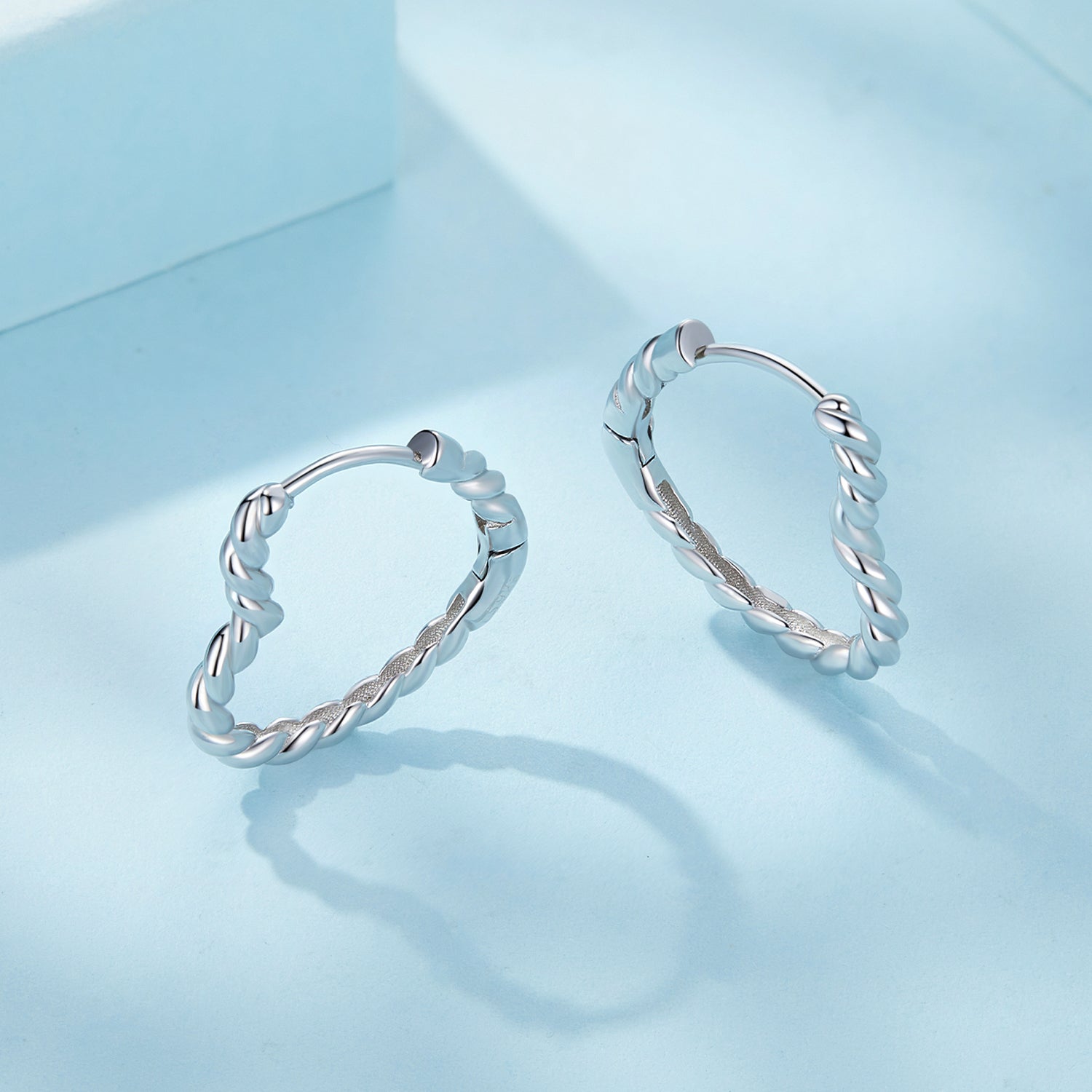 Silver Earrings Heart Shaped Rope Hoop Earrings For Sale - sursenso Earring