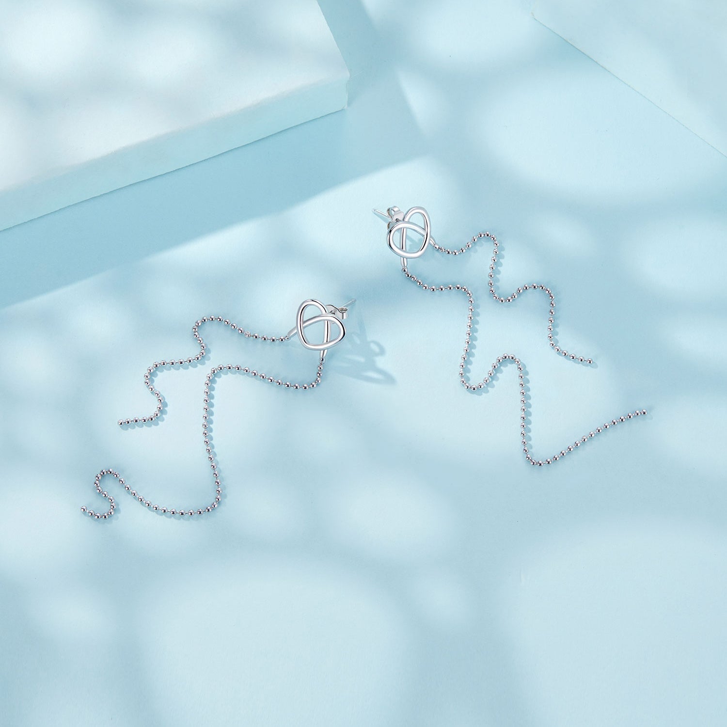 Silver Earrings Heart Shaped Tassel Stud Earrings For Sale - sursenso Earring