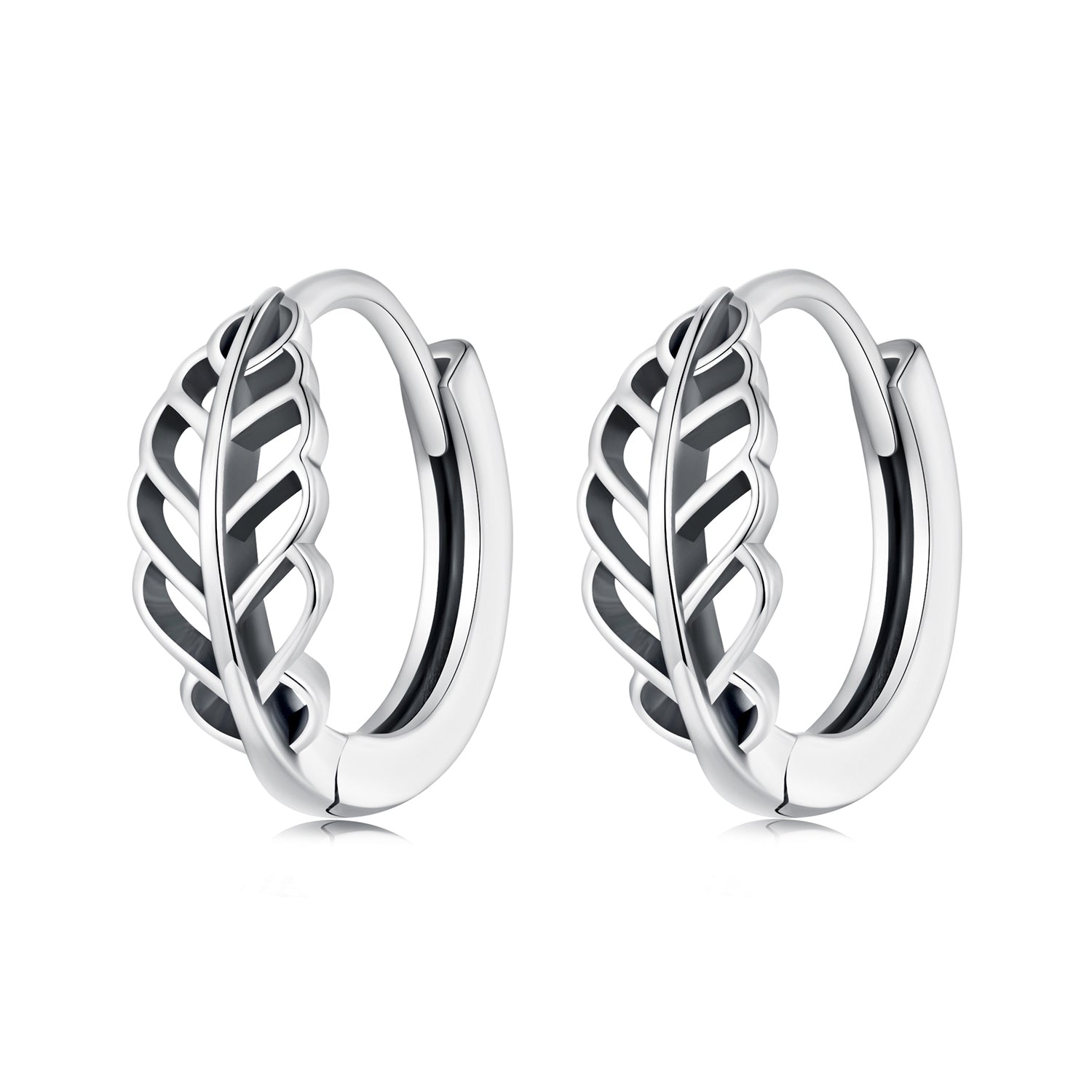 Silver Earrings Hollow Leaf Hoop Earrings For Sale - sursenso Earring