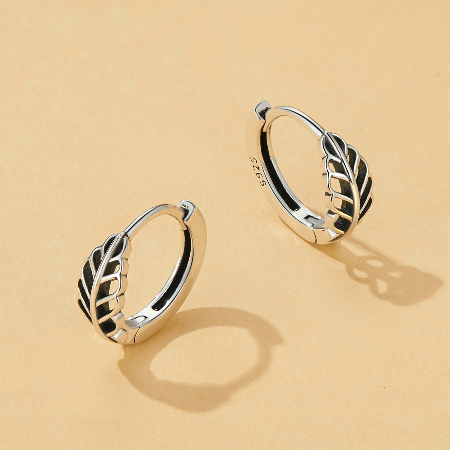 Silver Earrings Hollow Leaf Hoop Earrings For Sale - sursenso Earring