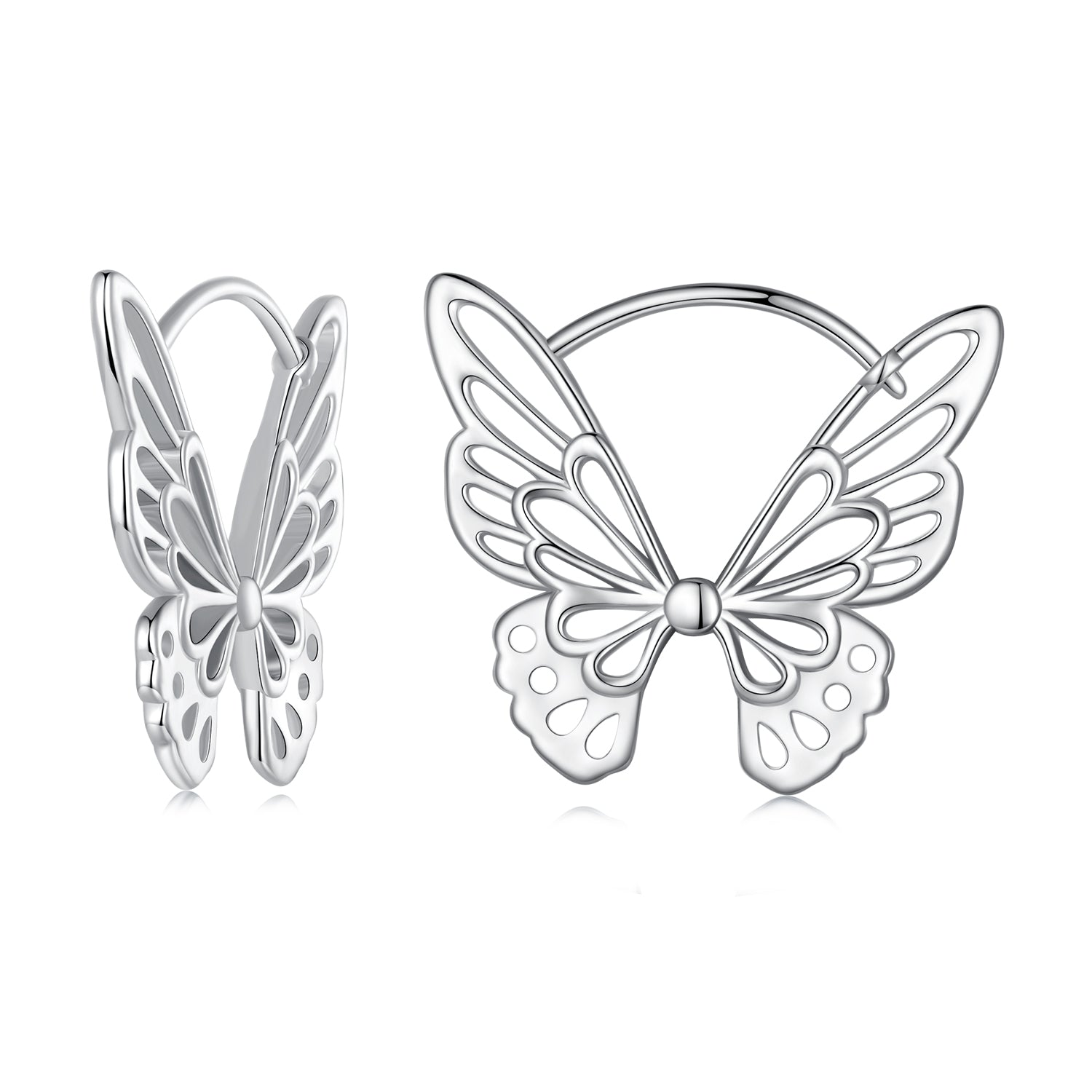 Silver Earrings Hollowed Butterfly Hoop Earrings For Sale - sursenso Earring