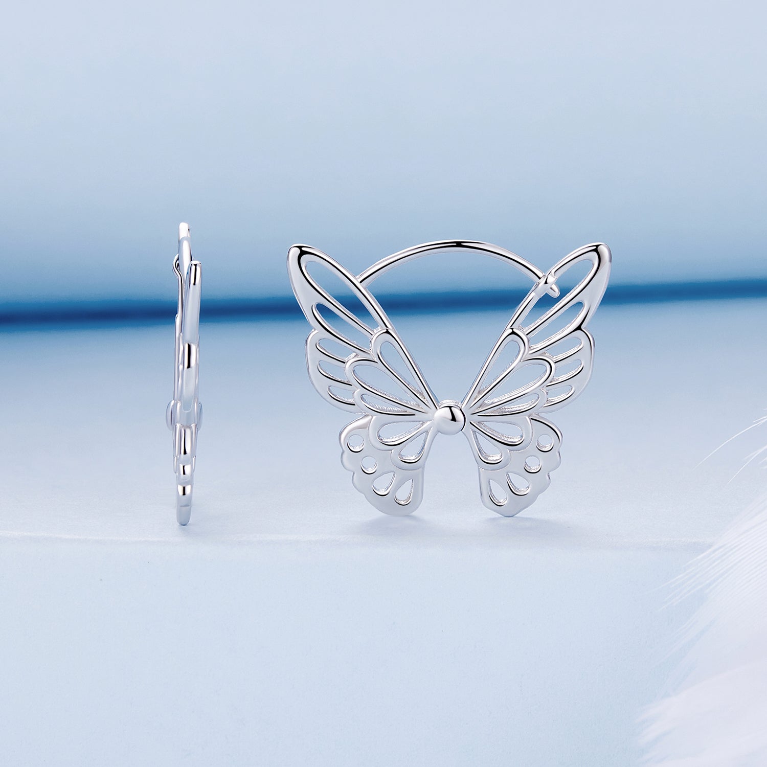 Silver Earrings Hollowed Butterfly Hoop Earrings For Sale - sursenso Earring