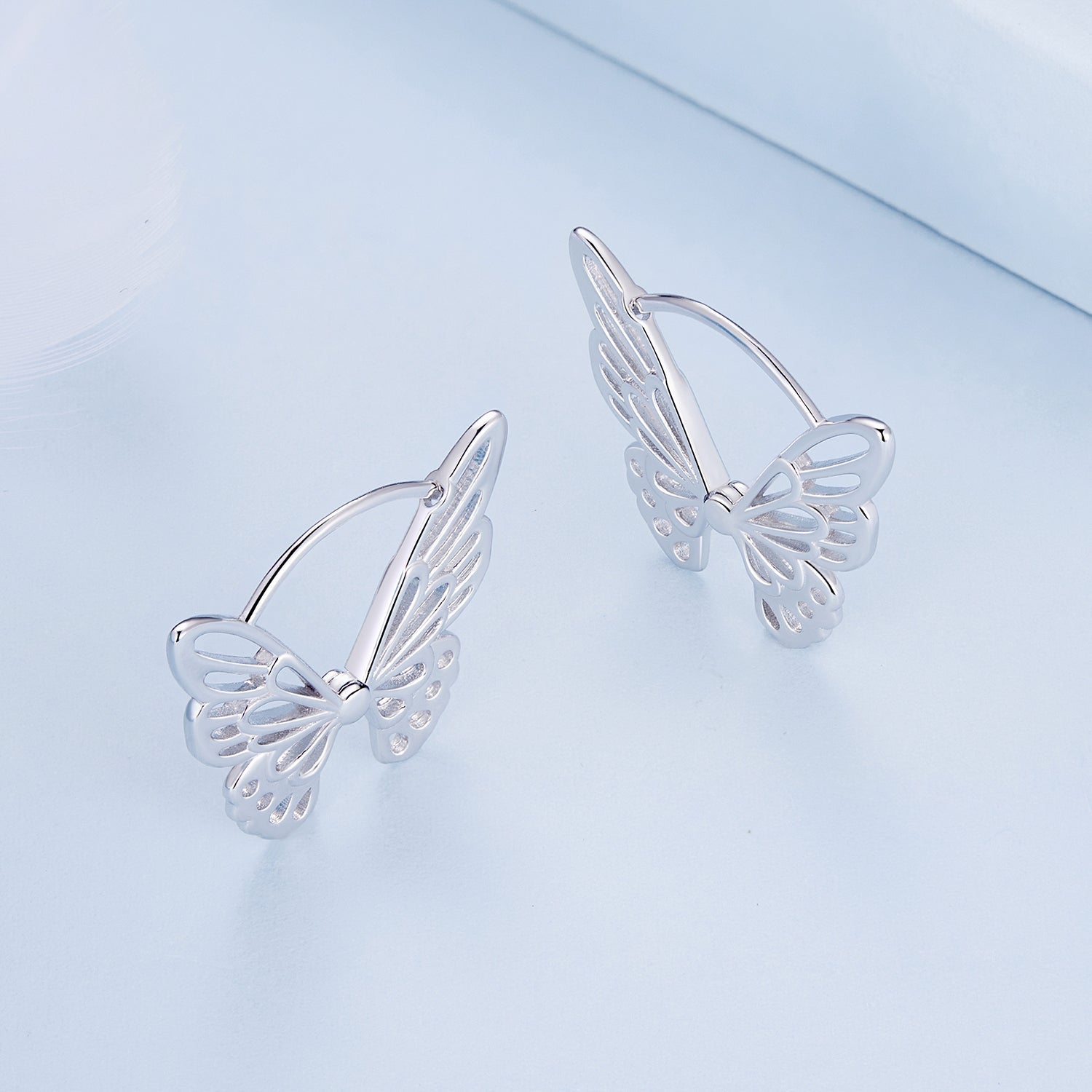 Silver Earrings Hollowed Butterfly Hoop Earrings For Sale - sursenso Earring