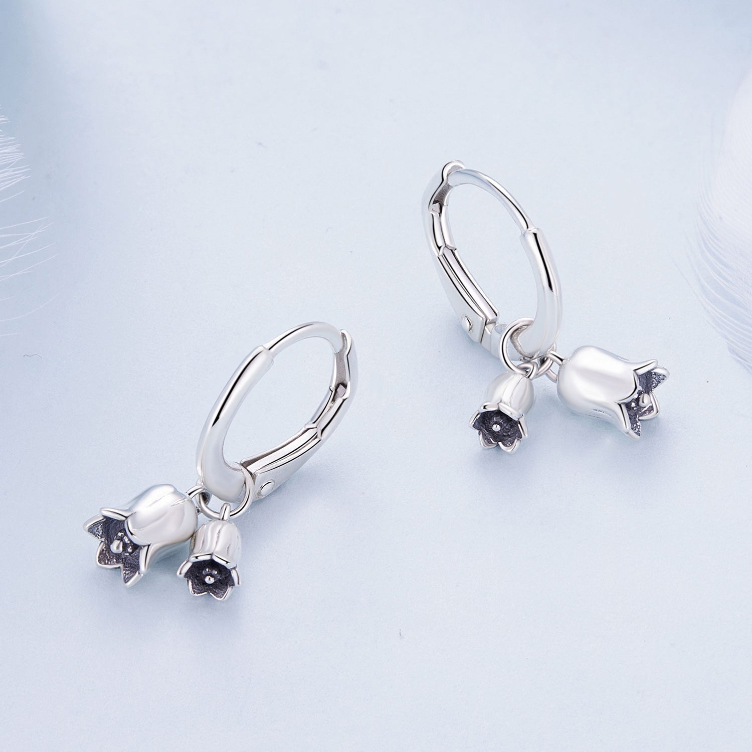 Silver Earrings Lily of the Valley Hoop Earrings For Sale - sursenso Earring
