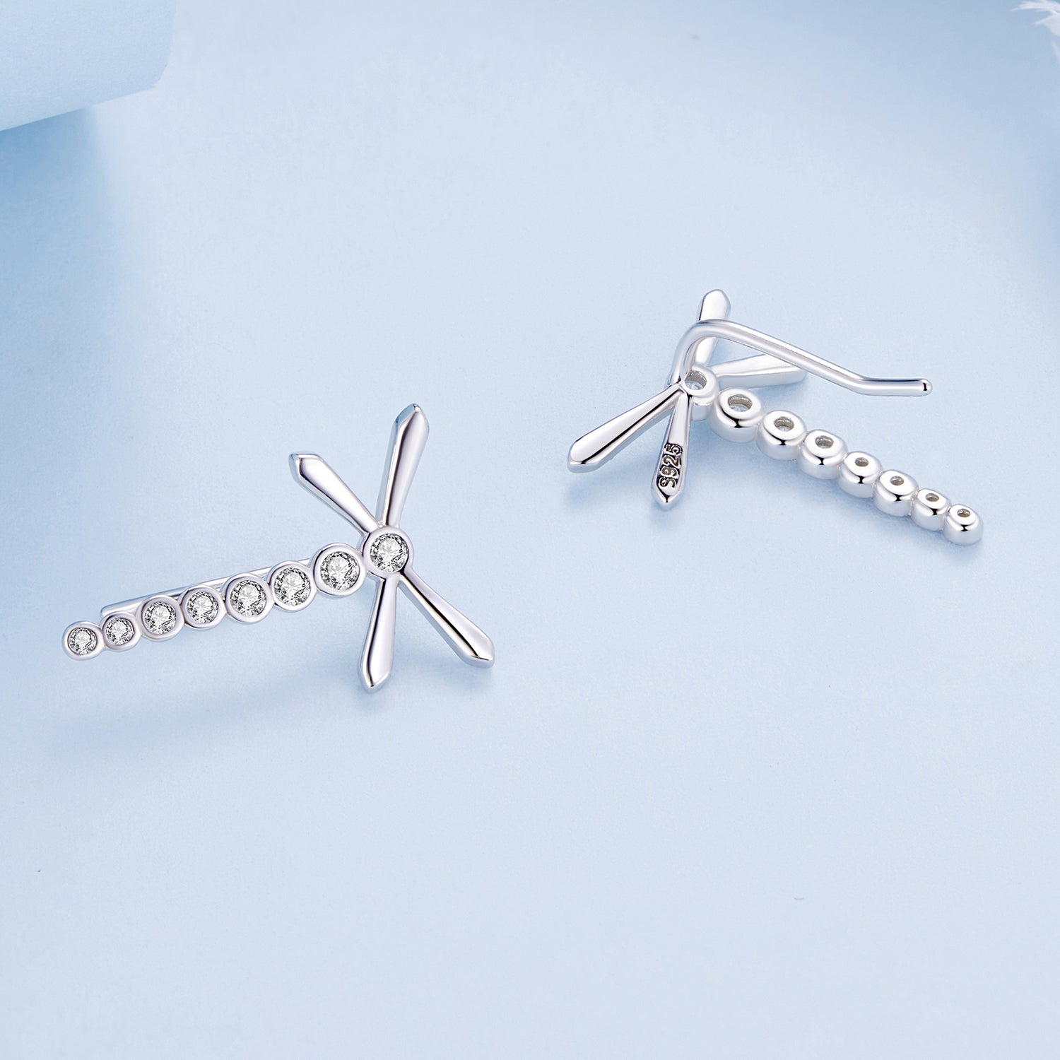 Silver Earrings Long Dragonfly CZ Stud Earrings For Sale - sursenso Earring