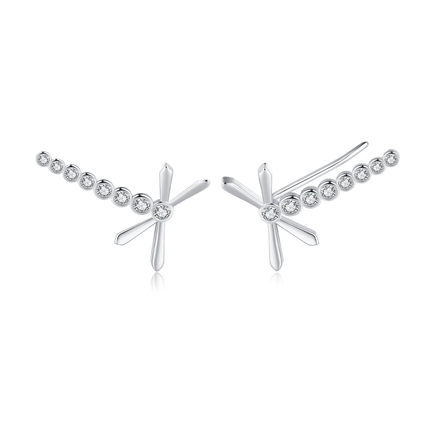 Silver Earrings Long Dragonfly CZ Stud Earrings For Sale - sursenso Earring