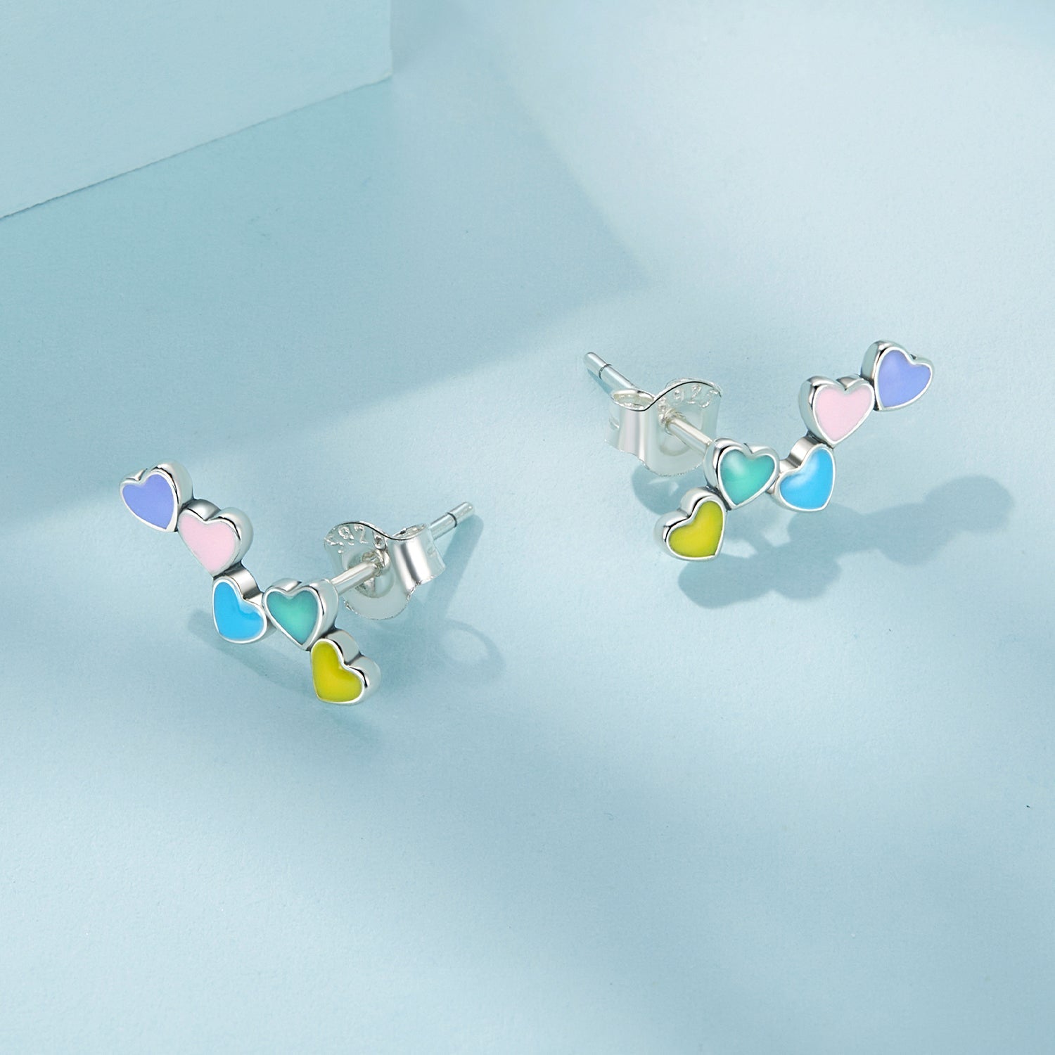 Silver Earrings Love Color Stud Earrings For Sale - sursenso Earring