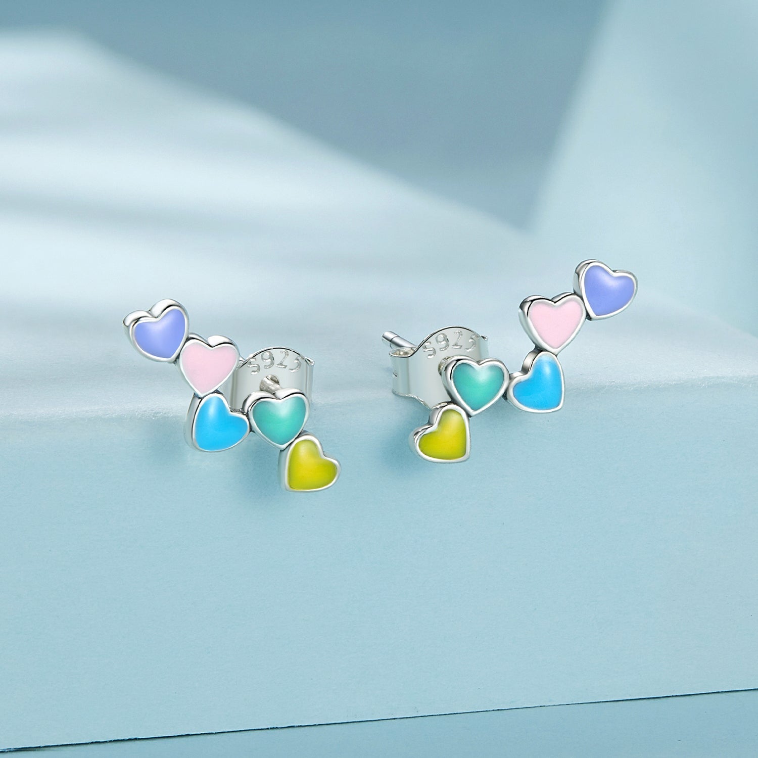 Silver Earrings Love Color Stud Earrings For Sale - sursenso Earring