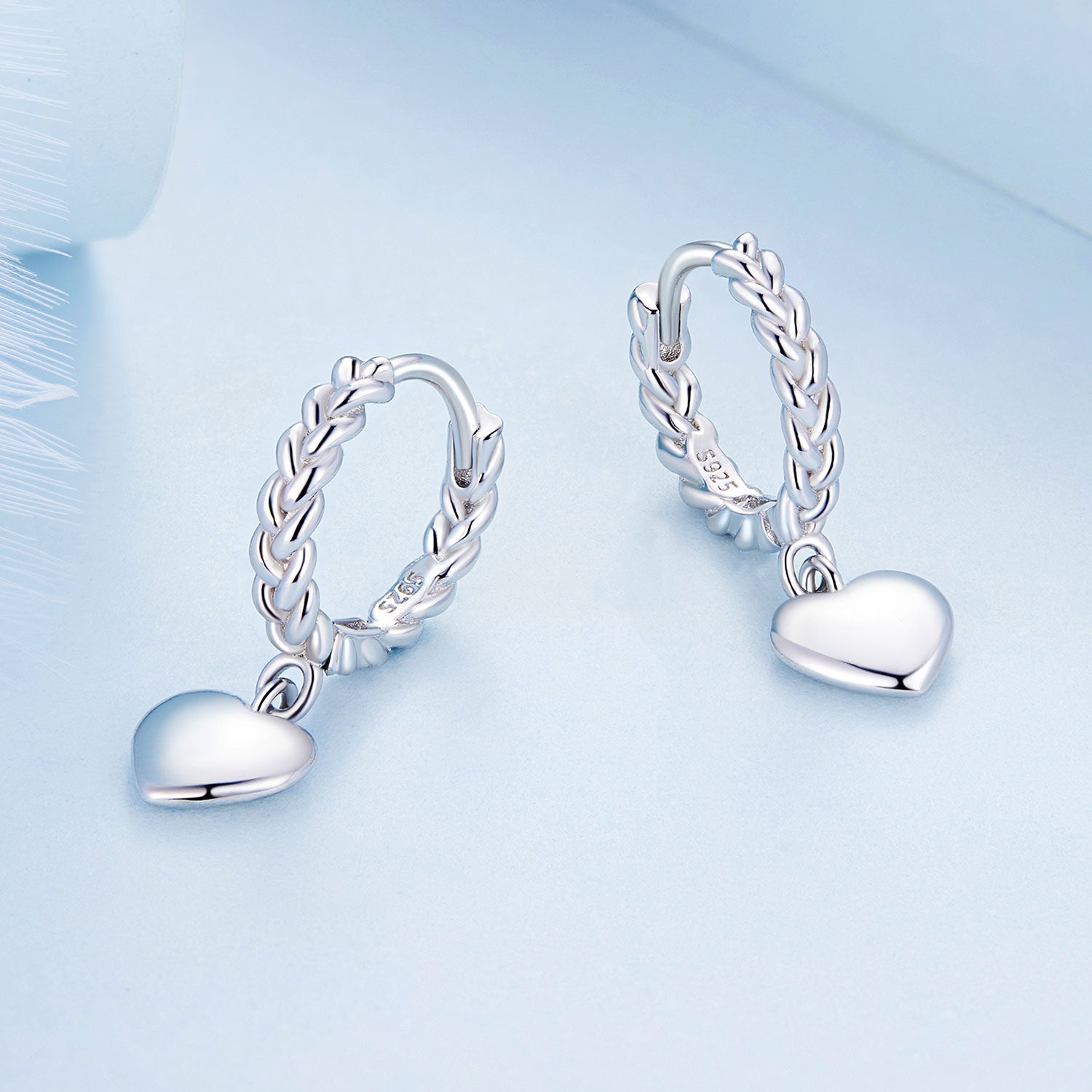 Silver Earrings Love Twist Pendant Drop Hoop Earrings For Sale - sursenso Earring