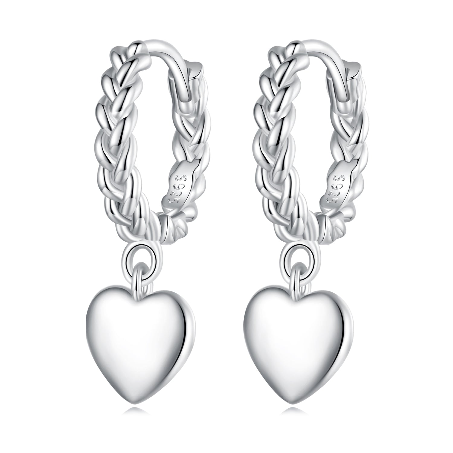 Silver Earrings Love Twist Pendant Drop Hoop Earrings For Sale - sursenso Earring