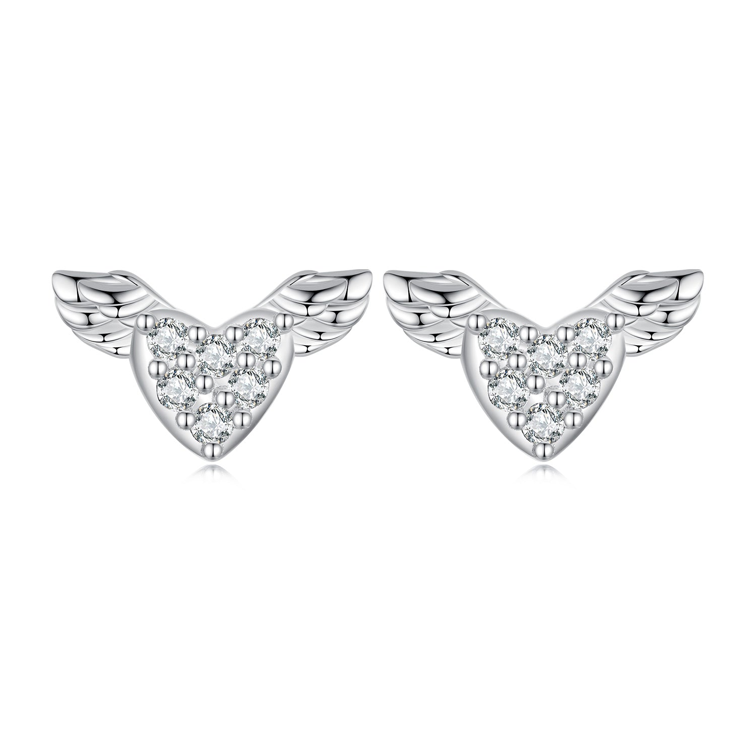 Silver Earrings Love Wing CZ Stud Earrings For Sale - sursenso Earring