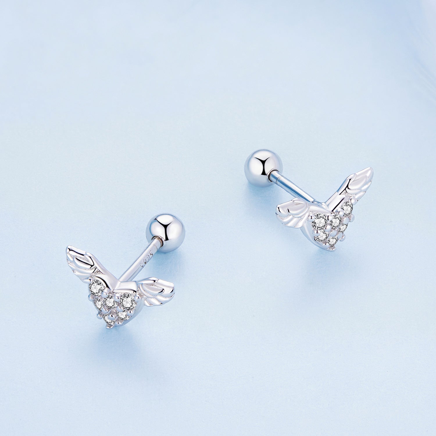 Silver Earrings Love Wing CZ Stud Earrings For Sale - sursenso Earring