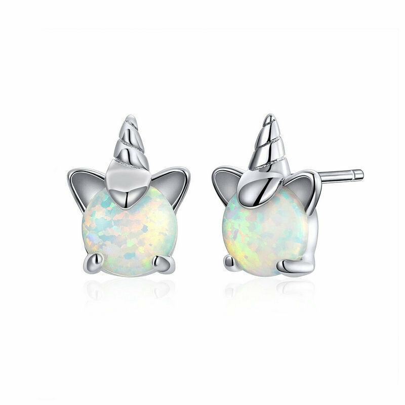 Silver Earrings Lovely Unicorn Opal Stud Earrings For Sale - sursenso Earring