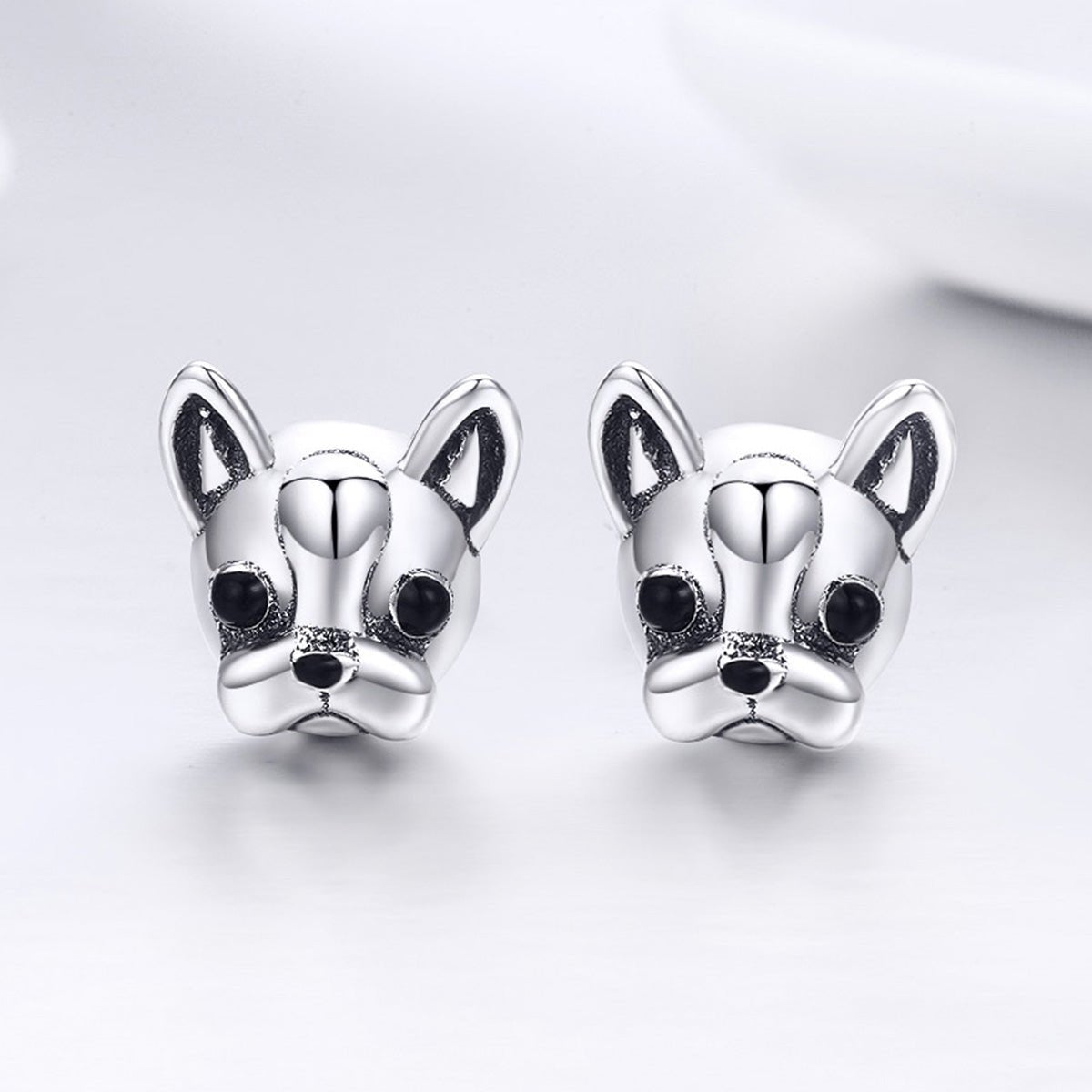 Silver Earrings Loyal Partner Bulldog Doggy Stud Earrings For Sale - sursenso Earring