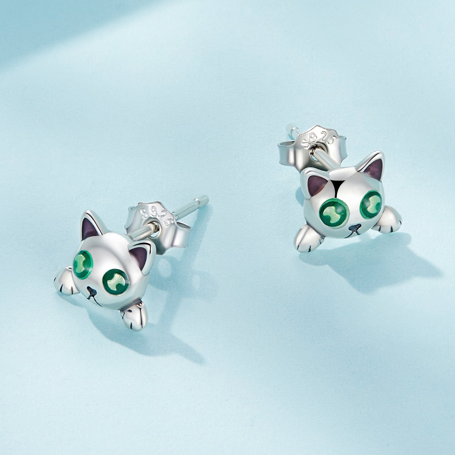Silver Earrings Luminous Cat Stud Earrings For Sale - sursenso Earring