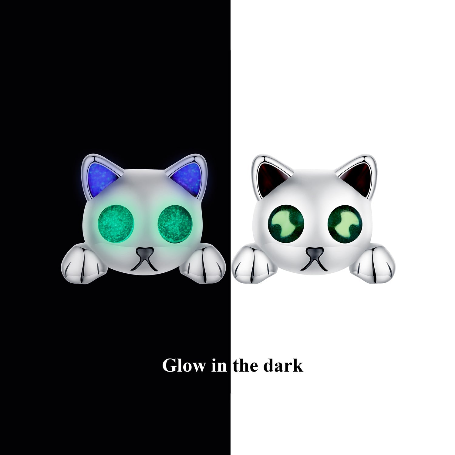 Silver Earrings Luminous Cat Stud Earrings For Sale - sursenso Earring