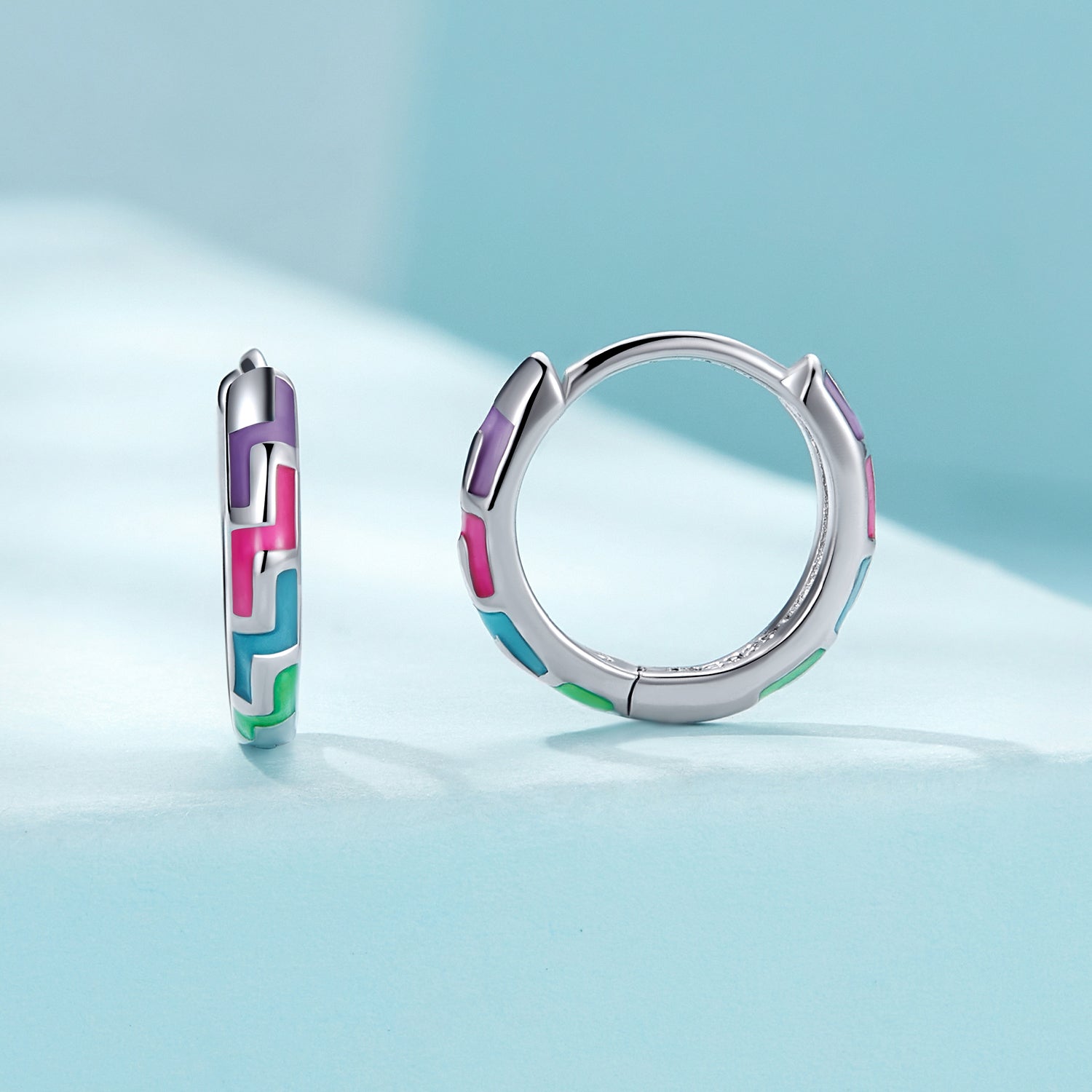 Silver Earrings Luminous Cyber Hoop Earrings For Sale - sursenso Earring