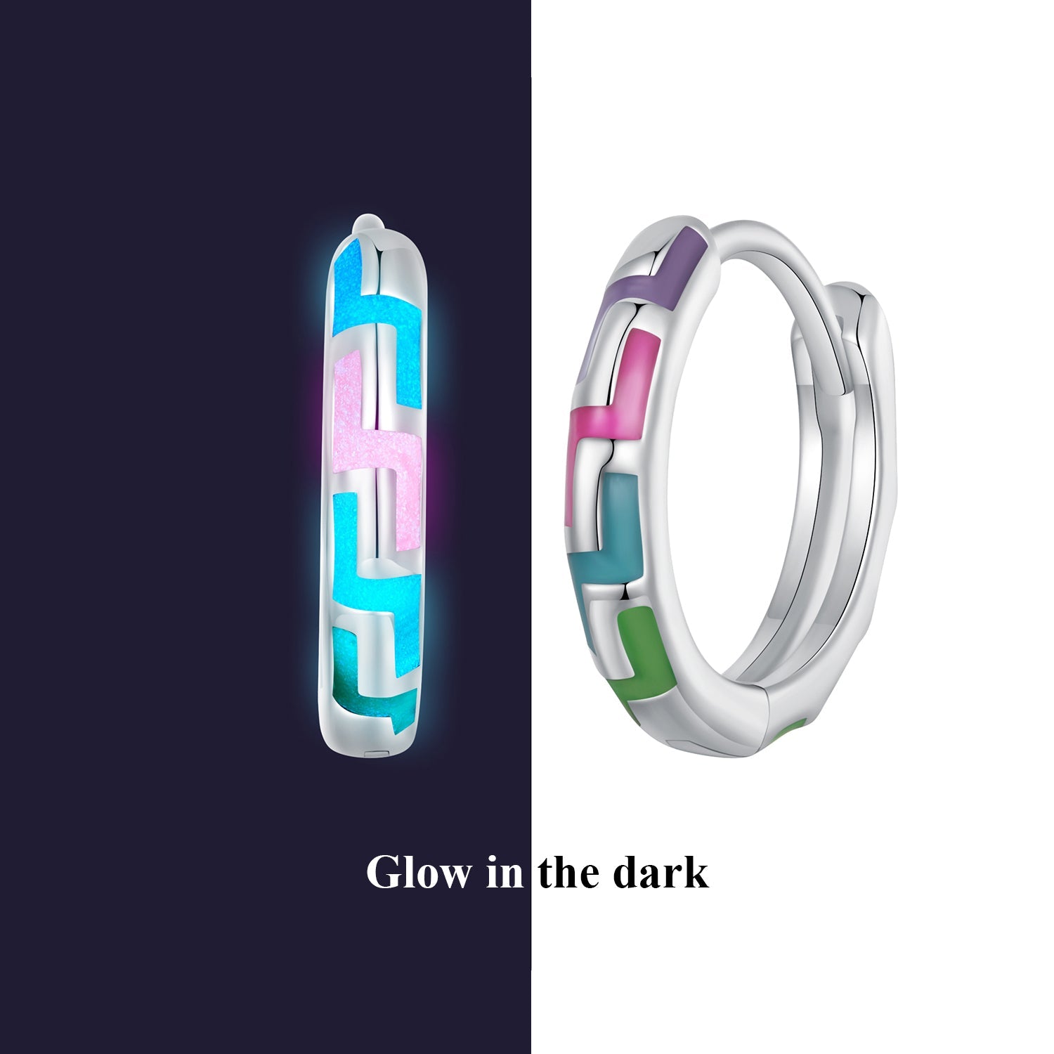 Silver Earrings Luminous Cyber Hoop Earrings For Sale - sursenso Earring