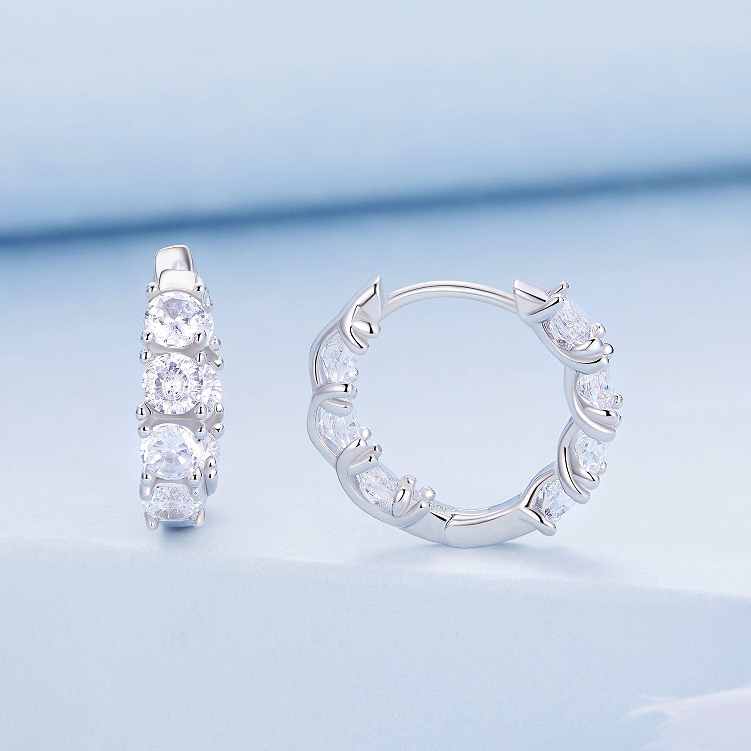 Silver Earrings Luxury All Inclusive CZ Hoop Earrings For Sale - sursenso Earring