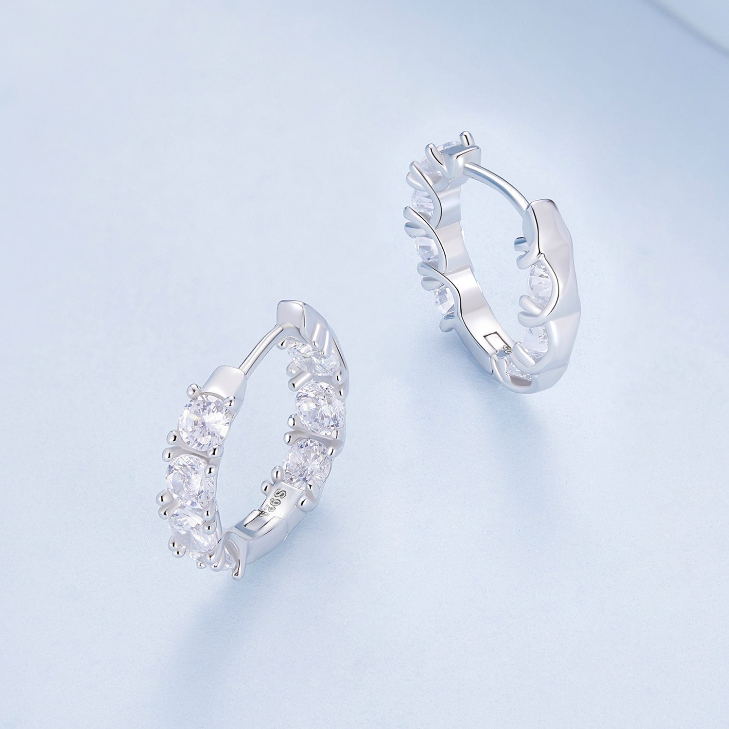 Silver Earrings Luxury All Inclusive CZ Hoop Earrings For Sale - sursenso Earring