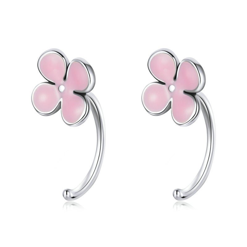 Silver Earrings Mini Flower Ear Clip Stud Earrings For Sale - sursenso Earring