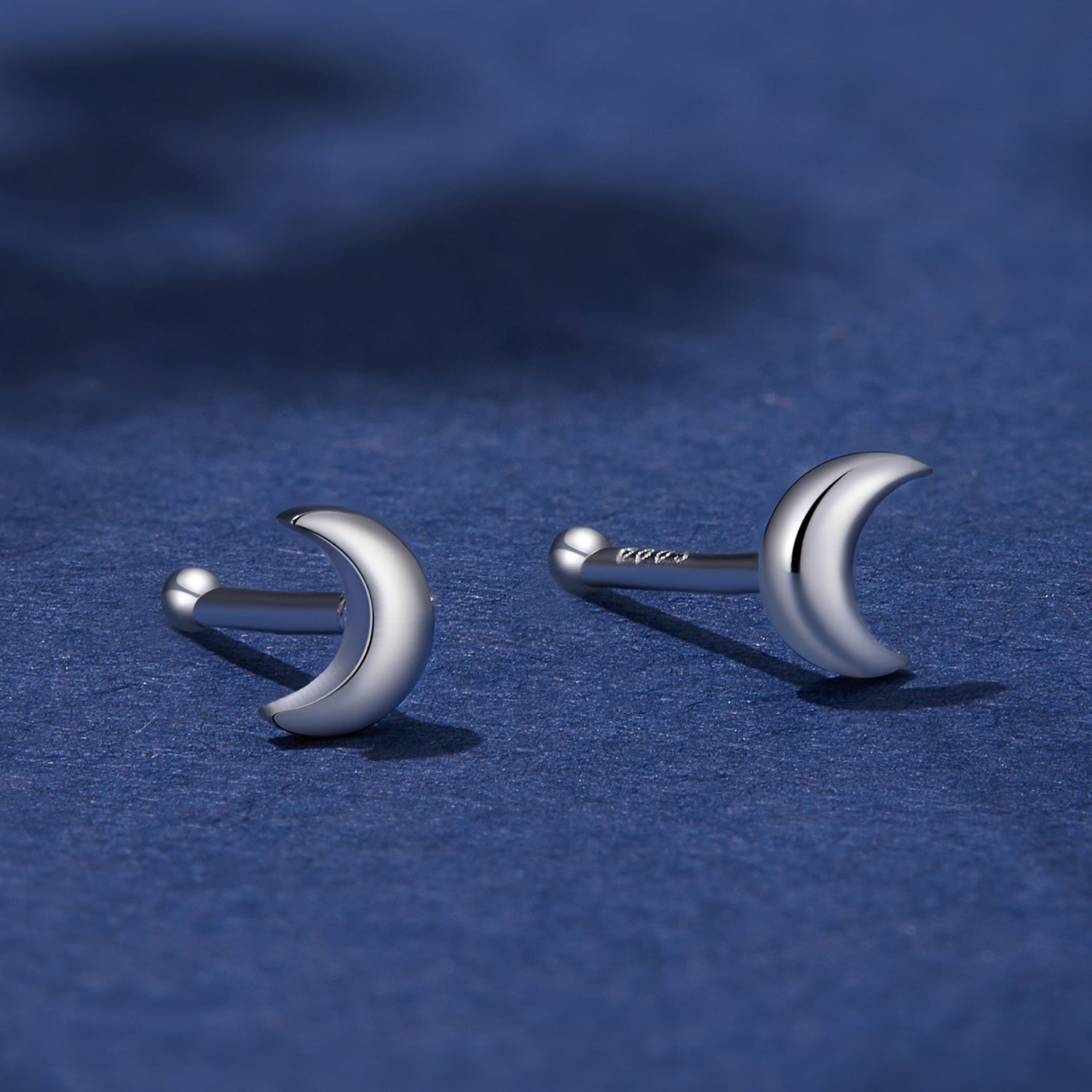 Silver Earrings Mini Moon Without Earplugs Stud Earrings For Sale - sursenso Earring