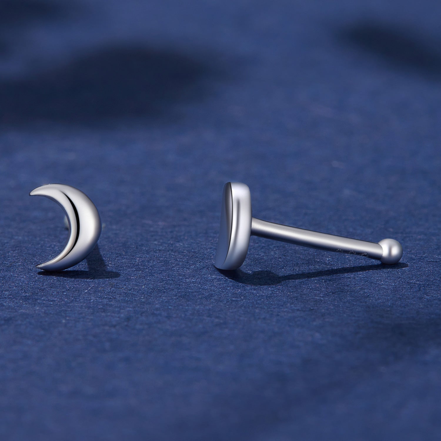 Silver Earrings Mini Moon Without Earplugs Stud Earrings For Sale - sursenso Earring