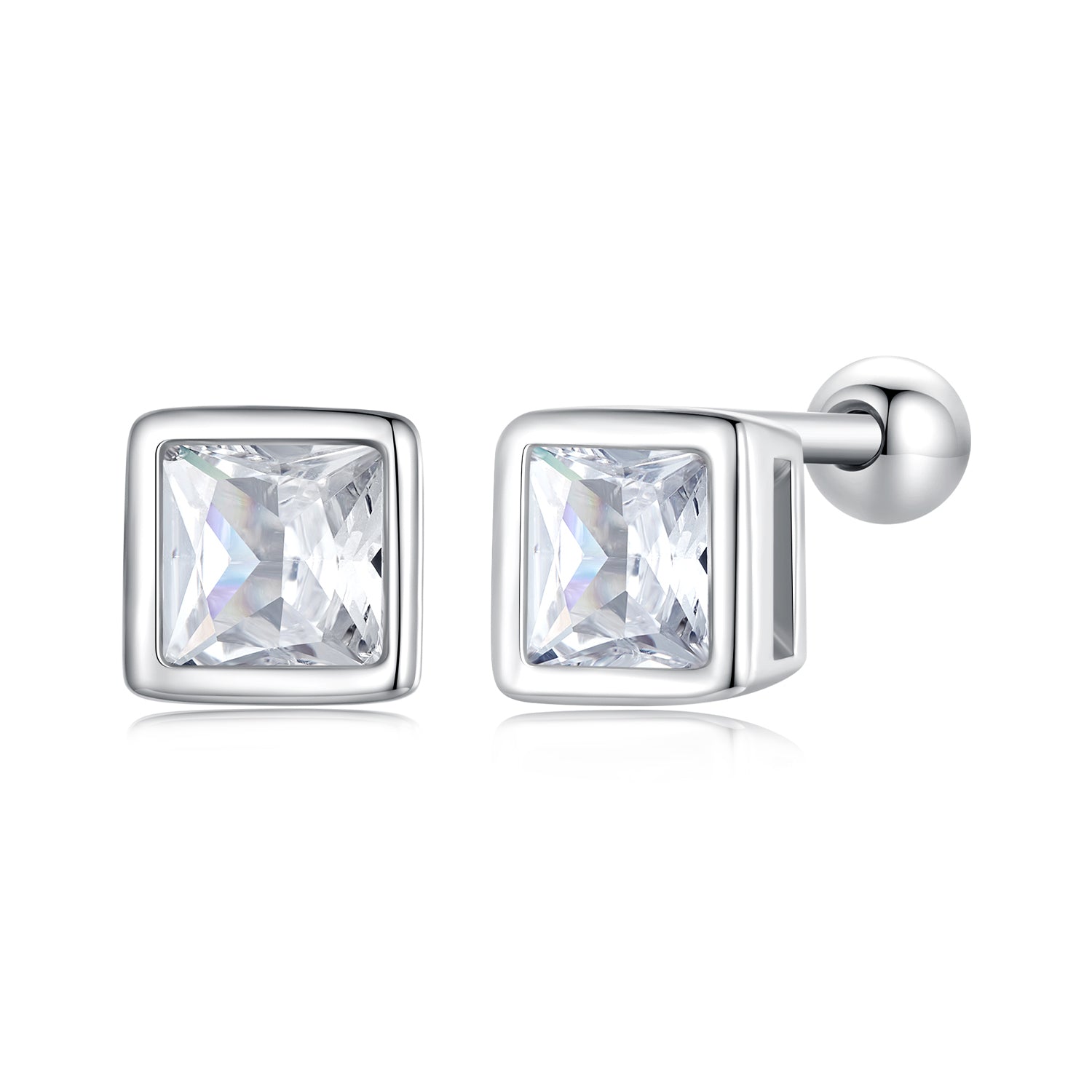 Silver Earrings Mini Princess CZ Stud Earrings For Sale - sursenso Earring