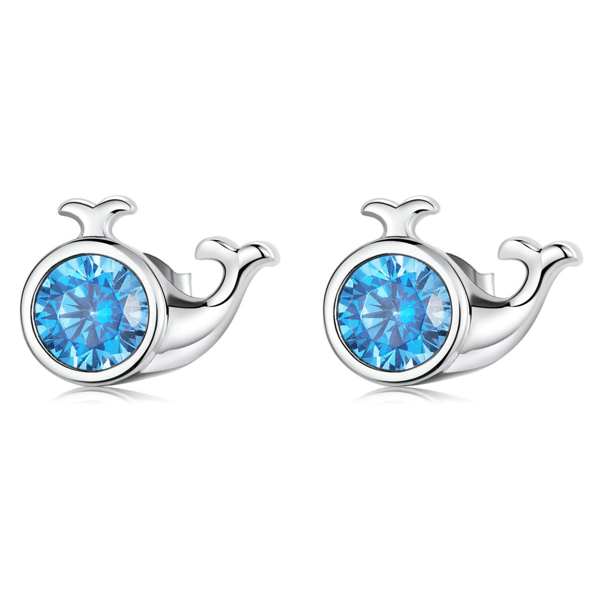 Silver Earrings Mini Whale Dazzling CZ Stud Earrings For Sale - sursenso Earring