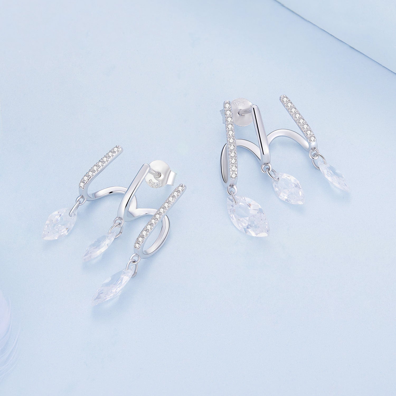 Silver Earrings Multiple Tassel CZ Stud Earrings For Sale - sursenso Earring