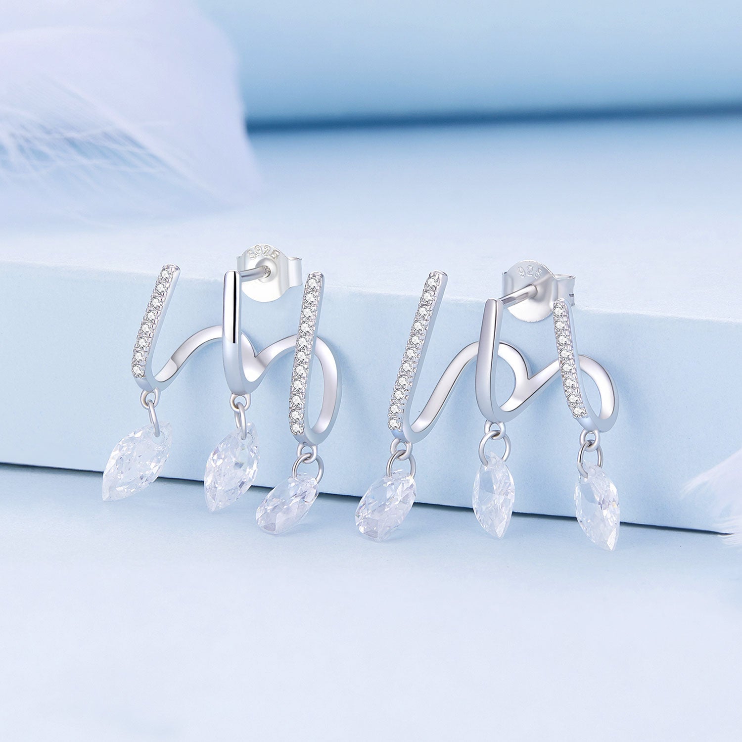 Silver Earrings Multiple Tassel CZ Stud Earrings For Sale - sursenso Earring