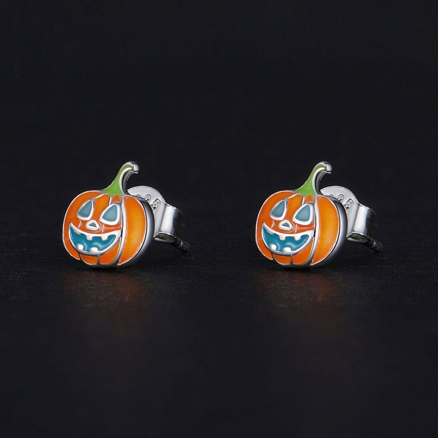 Silver Earrings Halloween Nightglow Pumpkin Stud Earrings For Sale - sursenso Earring