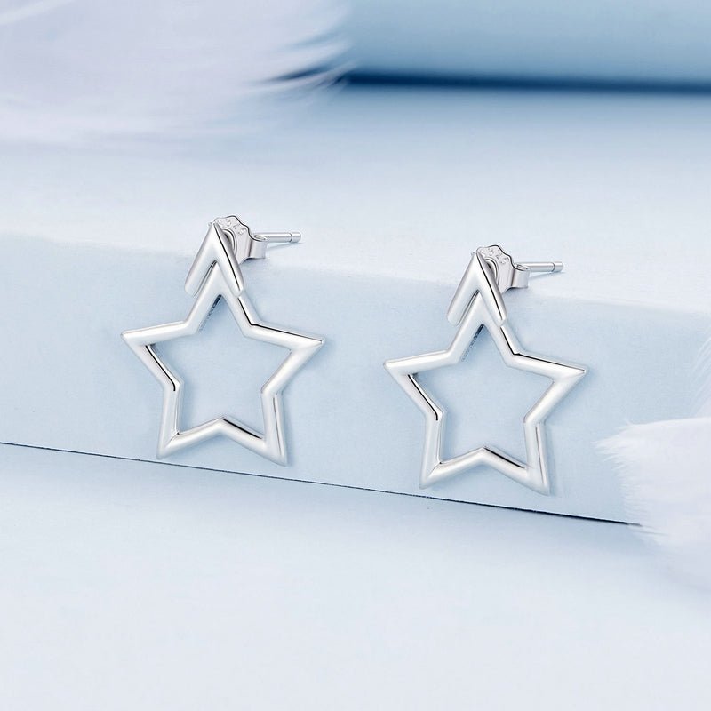 Silver Earrings Pentagram Stud Earrings For Sale - sursenso Earring