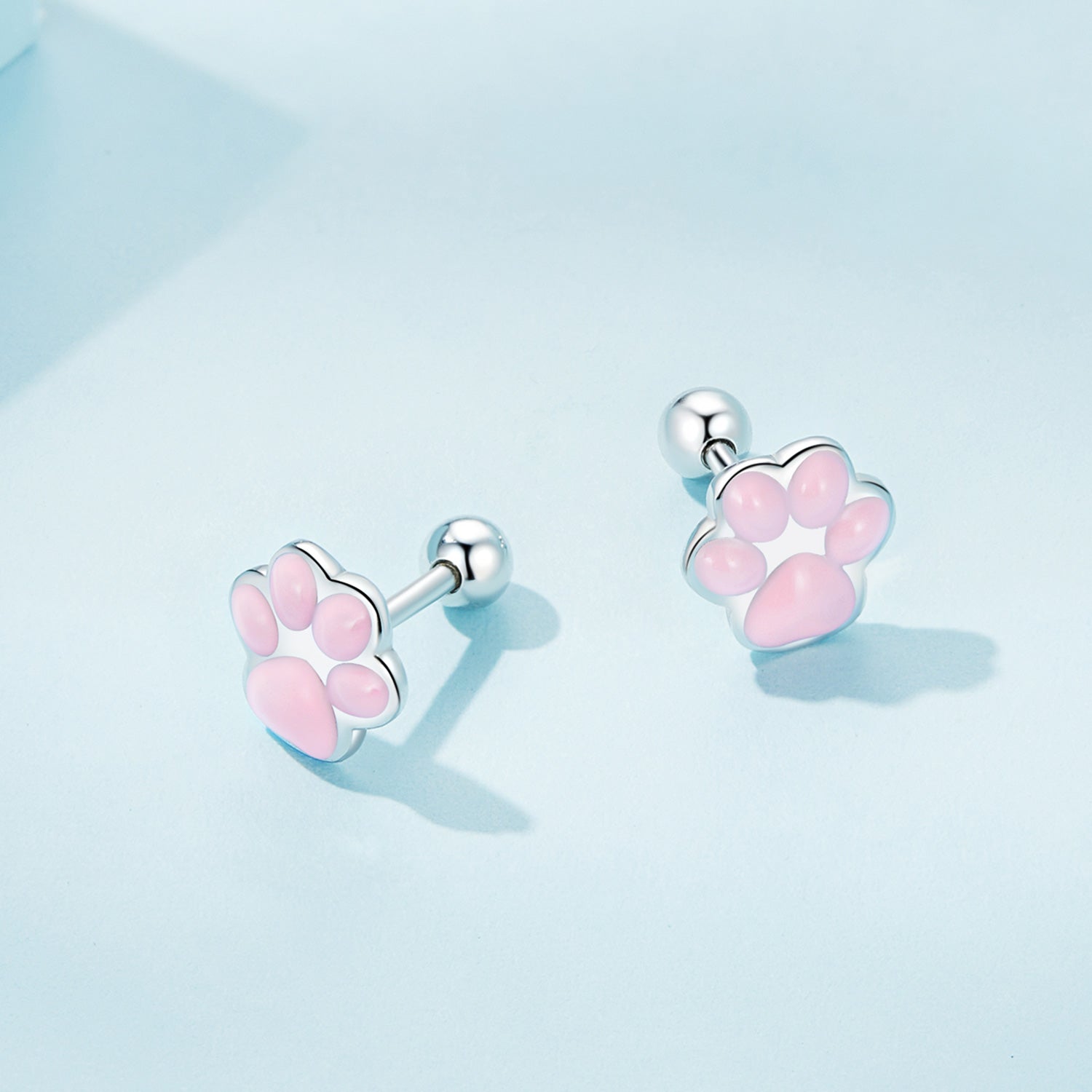 Silver Earrings Pink Cat Paws Stud Earrings For Sale - sursenso Earring